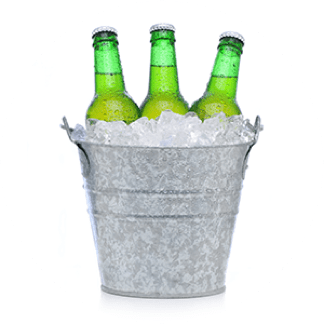 Three beers in an ice bucket
